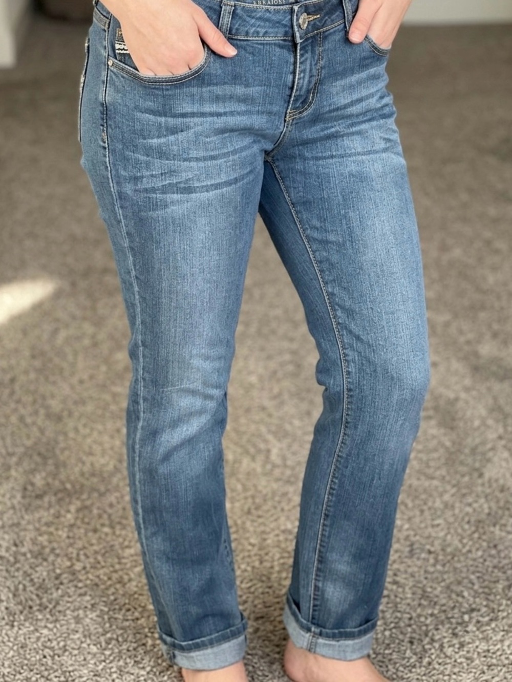 Faded Glory Women's Straight Leg Jeans in Medium Blue Wash